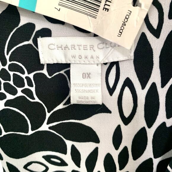 Charter Club Black White Blue Belle Sleeveless Dress Size 0X NWT - Picture 3 of 4